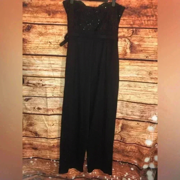 🔥VENUS Sequins and Lace Black Corset Jumpsuit with belt🔥NWT size 6 - Picture 12 of 16